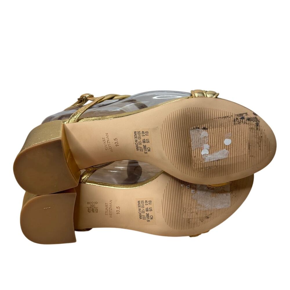 Stuart Weitzman Dancer Twistie Gold Metallic Brai… - image 8